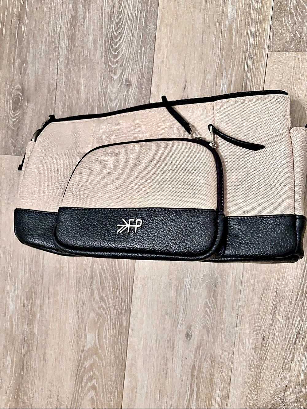 Freshly Picked Beige Canvas/Black leather Stroller caddy